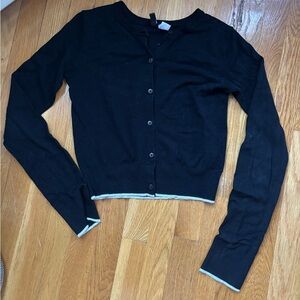 H&M Black Women's Cardigan With White Trim